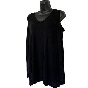 Knit by Hampshire Studio Cold Shoulder Top Black Misses Size Medium